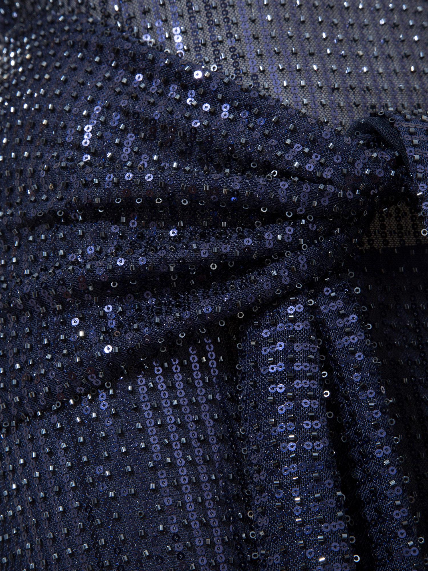 Belden Bağlama Detaylı Transparan Kısa Elbise - Lacivert Elbise Modelleri