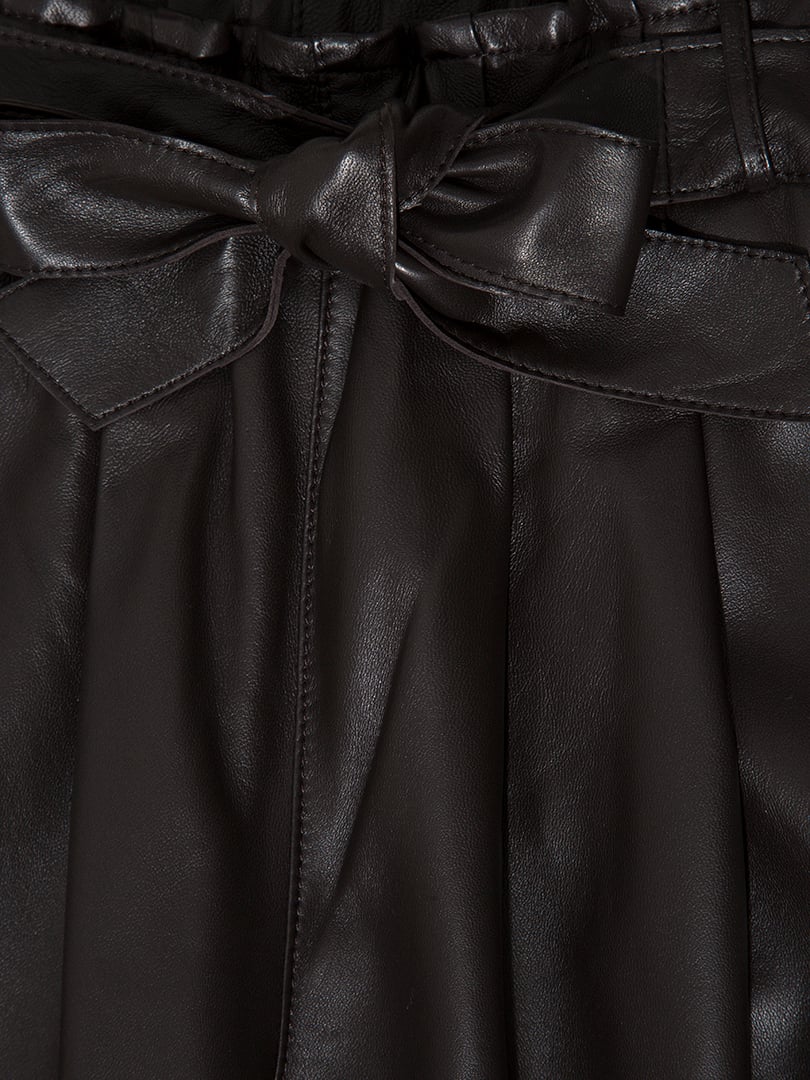 Beli Kuşaklı Deri Pantolon - Siyah