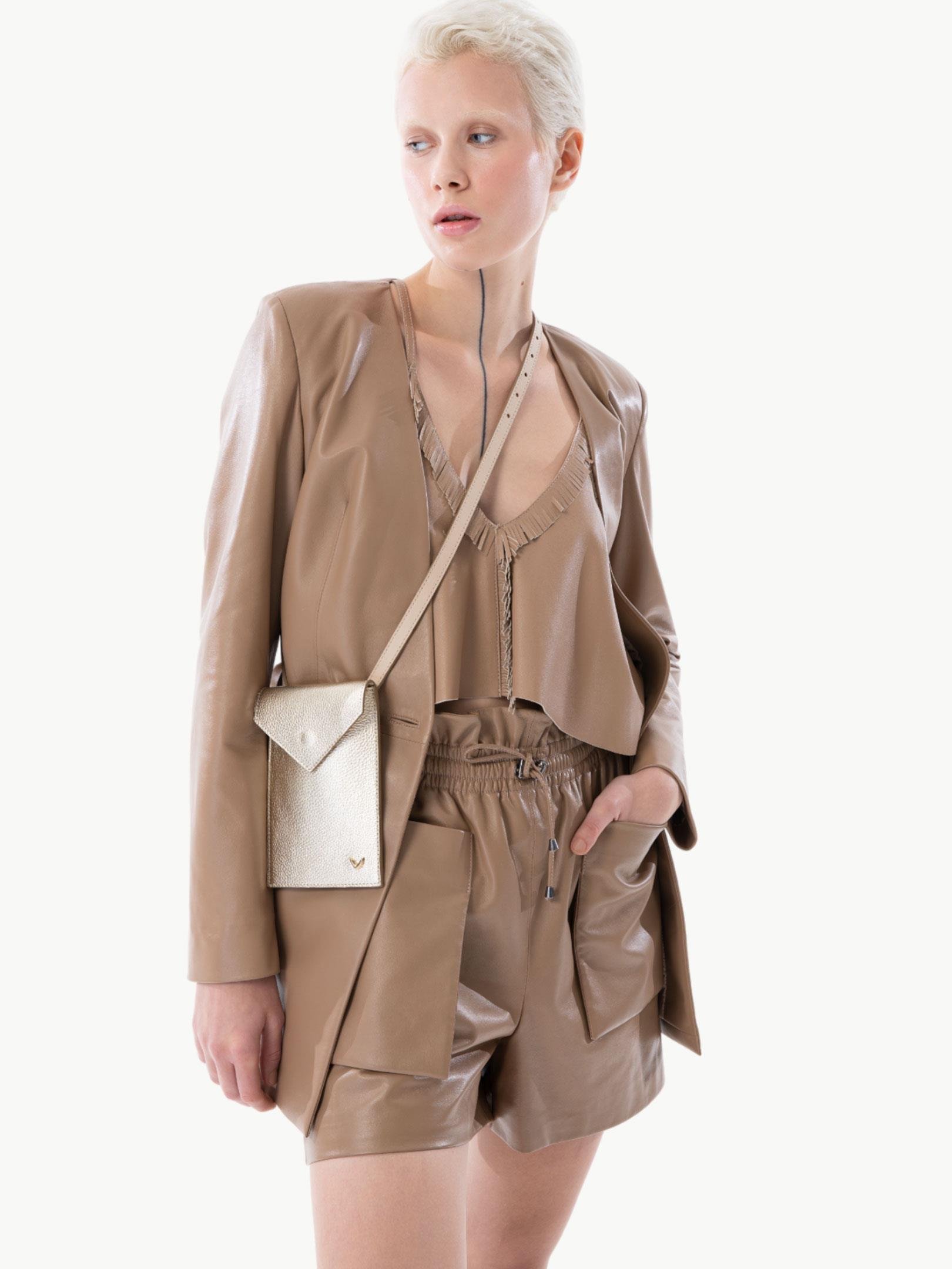 Beli Kuşaklı Düğmeli Deri Ceket - Bal Köpüğü Deri Ceket Modelleri