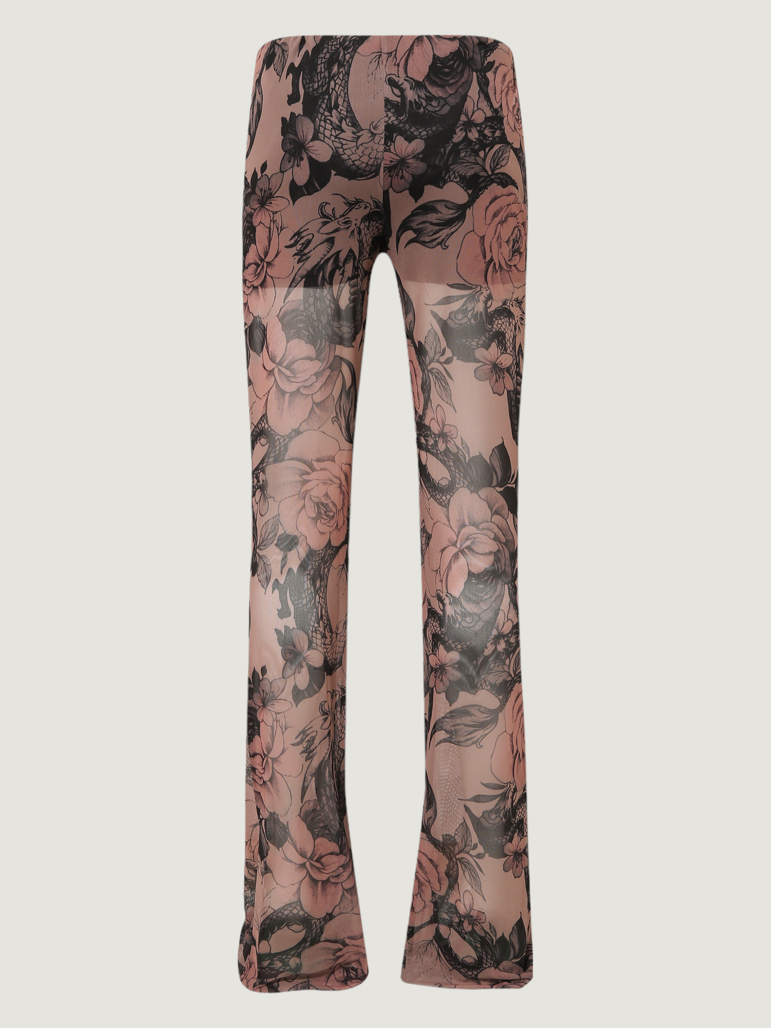 Beli Lastikli Flare Fit Tül Pantolon - Dövme Desenli Pantolon Modelleri