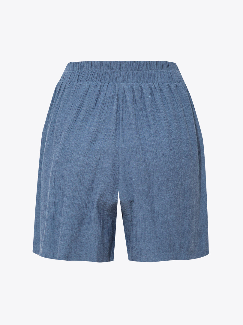 Beli Lastikli Şort - Mavi