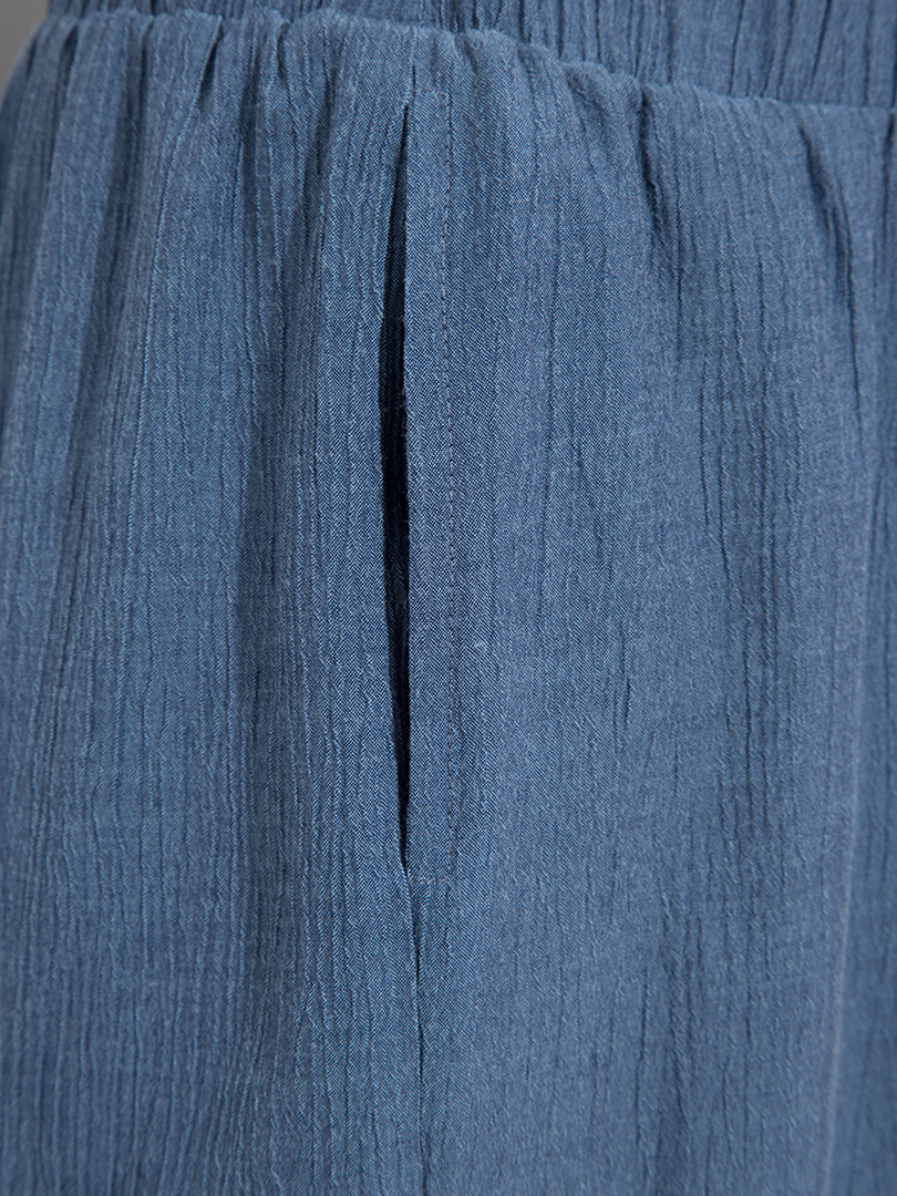 Beli Lastikli Şort - Mavi