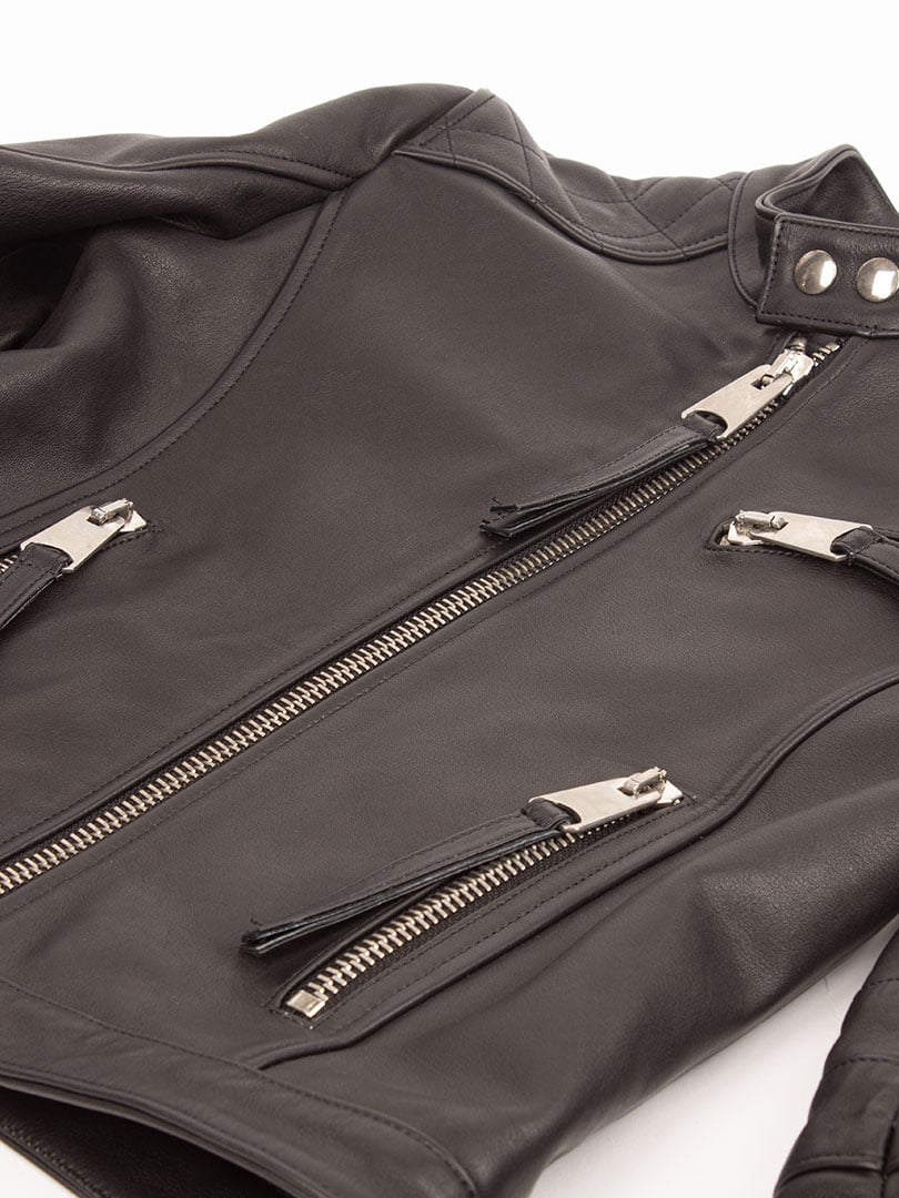 Biker Deri Ceket - Siyah