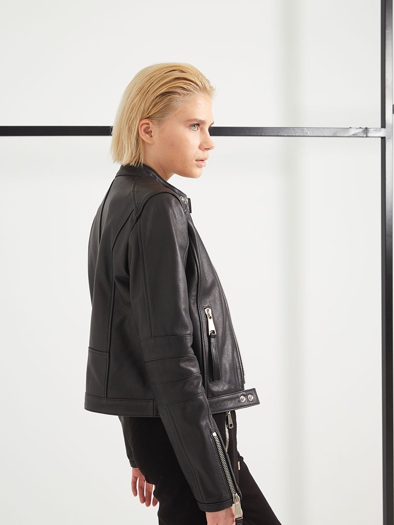 Biker Deri Ceket - Siyah