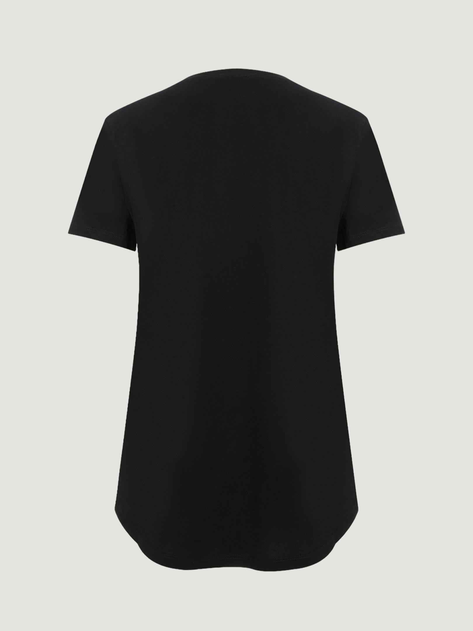 Bisiklet Yaka Arkası Uzun T-Shirt - Siyah T-shirt Modelleri