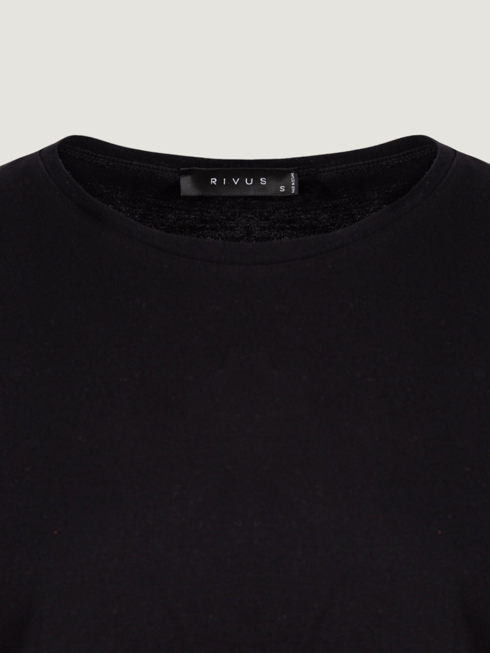 Bisiklet Yaka Arkası Uzun T-Shirt - Siyah T-shirt Modelleri