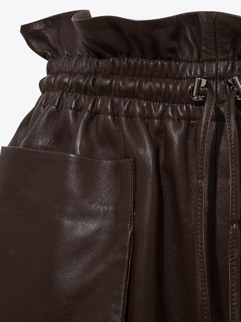 Büyük Cepli Beli Lastikli Şort - Kahve