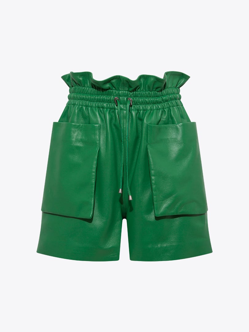 Büyük Cepli Beli Lastikli Şort - Yeşil