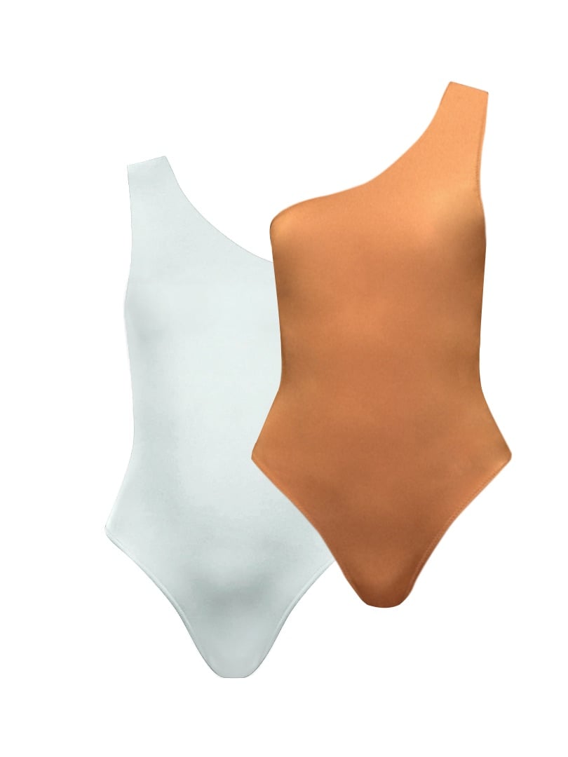 Çift Yön Tek Omuz Mayo - Taba