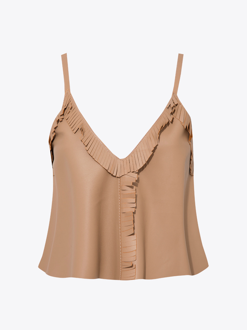 Deri Crop Top - Bal Köpüğü
