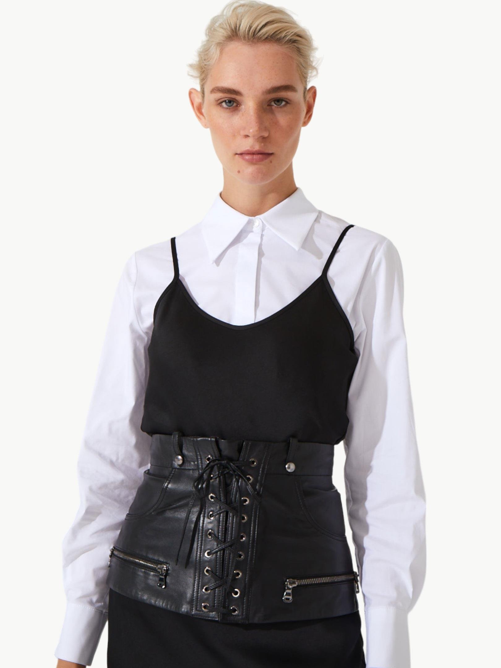 Deri Korse Büstiyer - Siyah Deri Aksesuar Modelleri