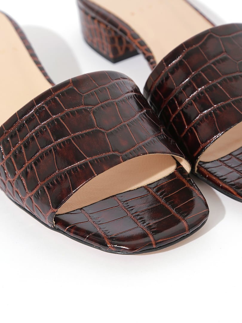 Deri Kroko Terlik - Kahve