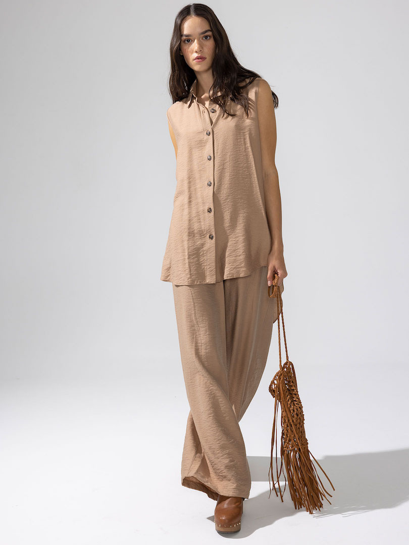 Deri Püsküllü Çanta - Taba