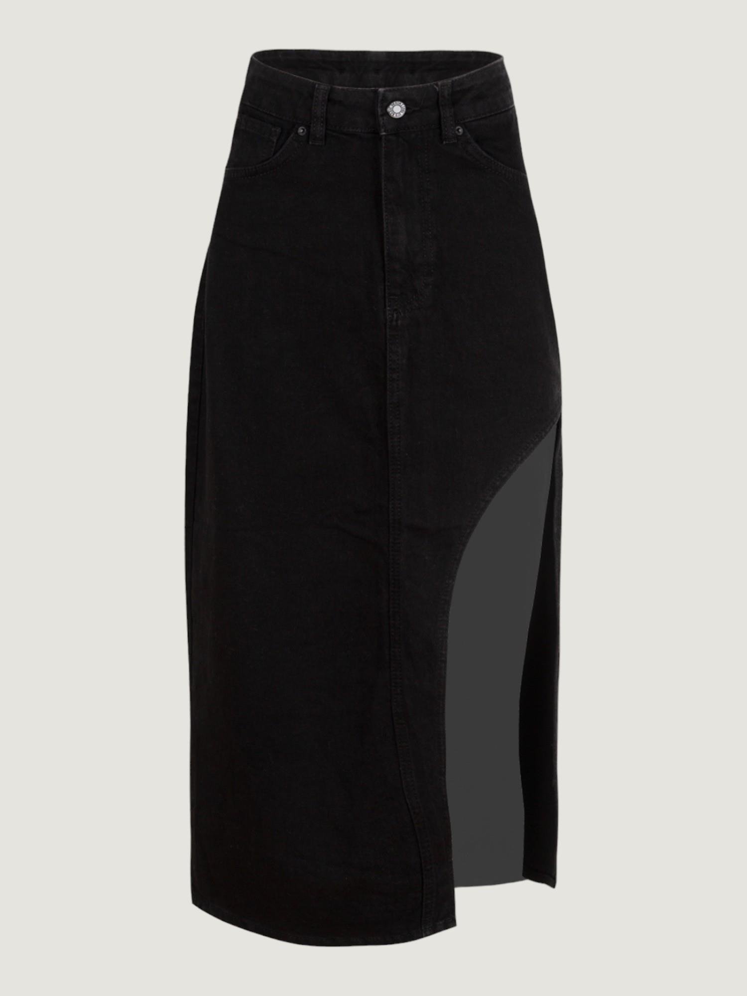 Derin Yırtmaçlı Jean Etek - Siyah Etek Modelleri