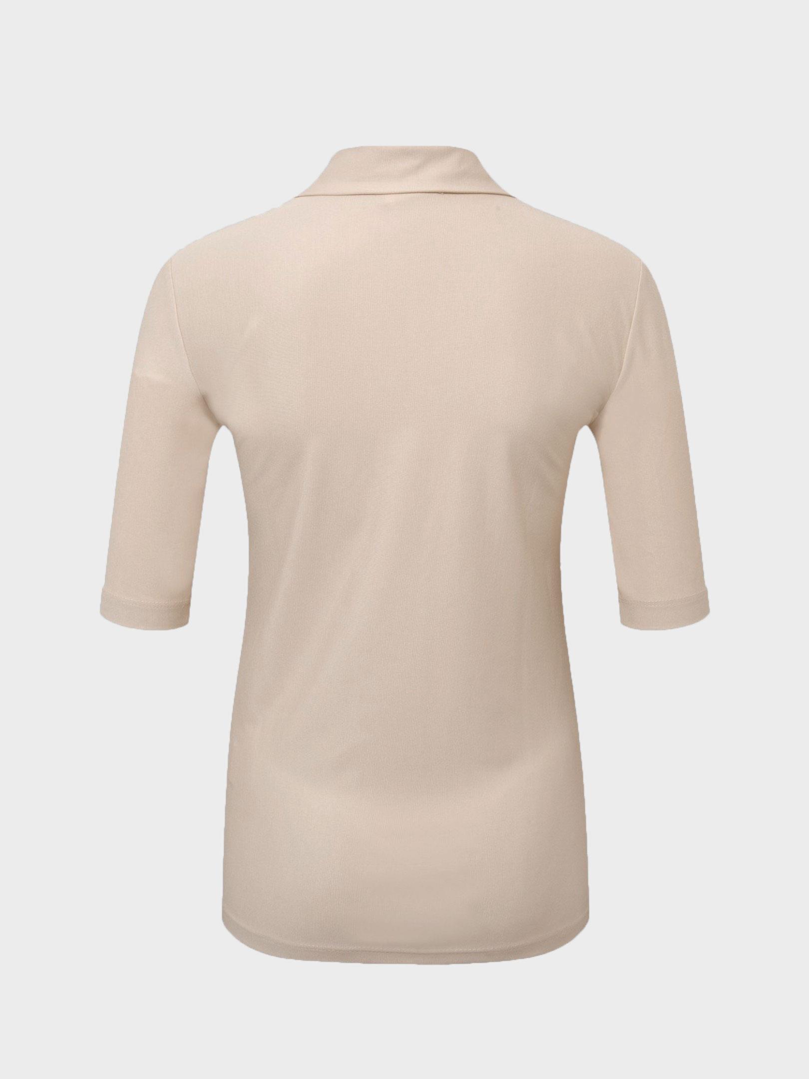 Düğmeli Polo Yaka T-shirt - Bej T-shirt Modelleri