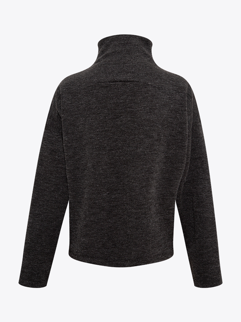 Düşük Omuzlu Dik Yaka Sweatshirt - Antrasit