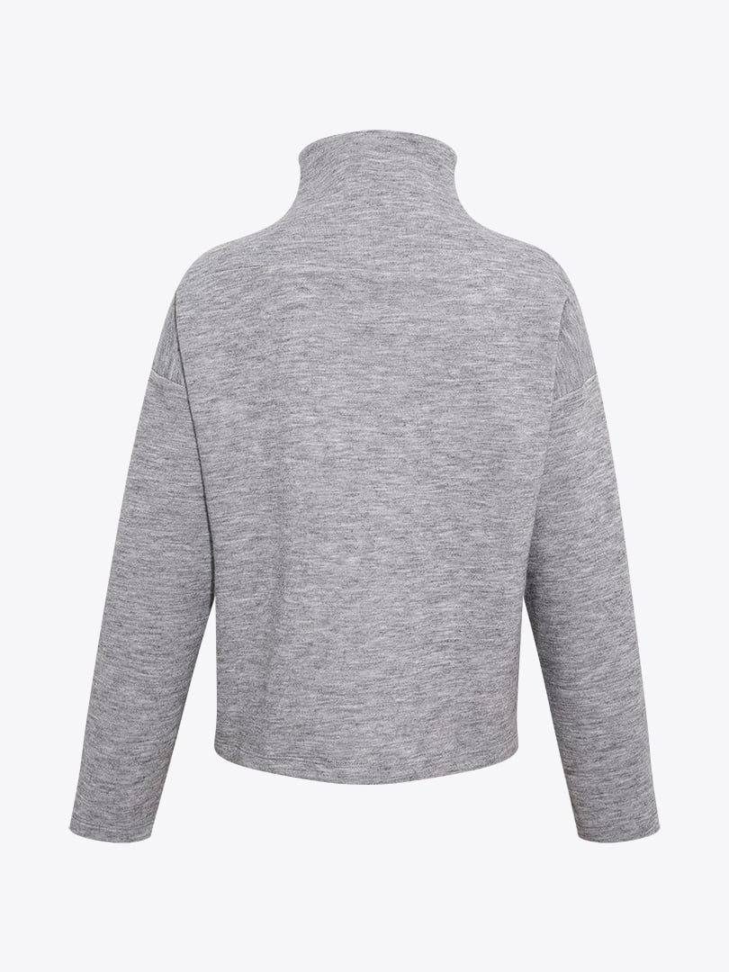 Düşük Omuzlu Dik Yaka Sweatshirt - Gri