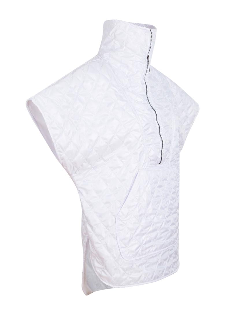 Fermuarlı Kapitone Yelek - Beyaz