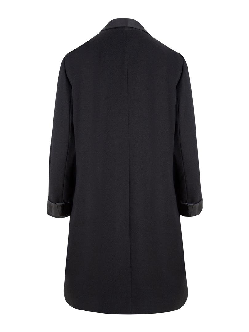 Garni Detaylı Uzun Blazer - Siyah