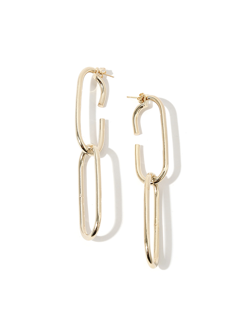 Geçmeli Sallantılı Oval Küpe - Gold