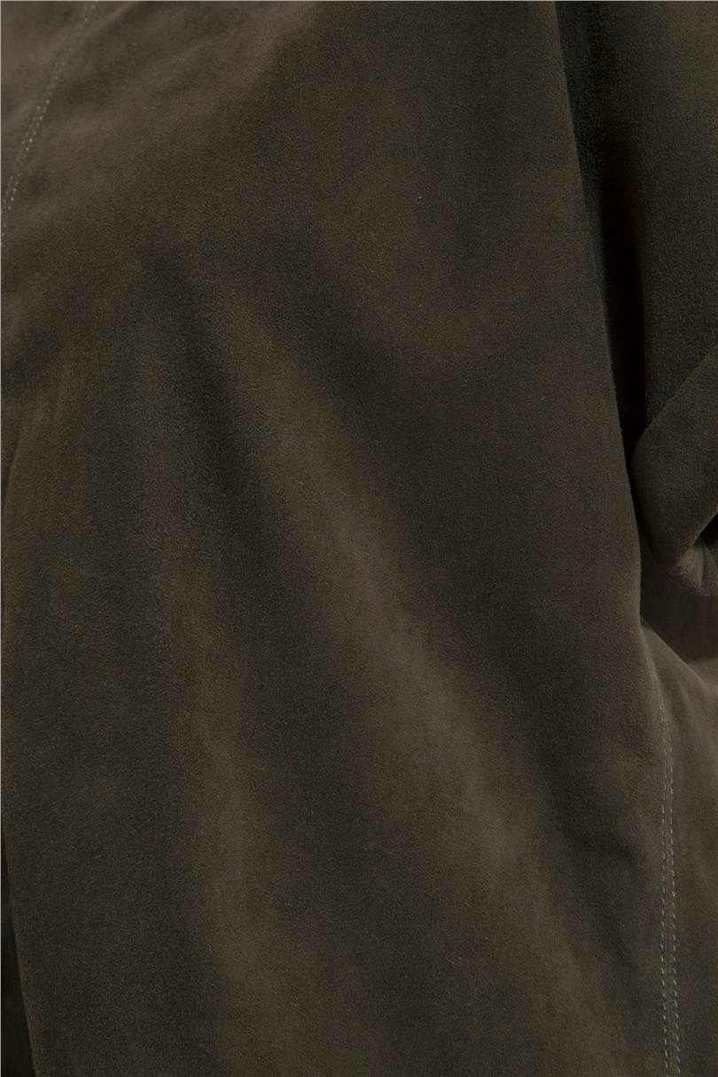 Güderi Sıfır Yaka T-Shırt - Haki