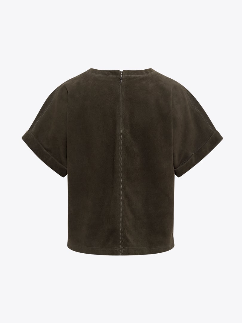 Güderi Sıfır Yaka T-Shırt - Haki