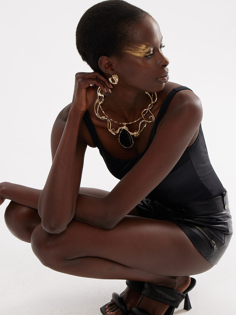 İkili Dalga Kolye - Gold