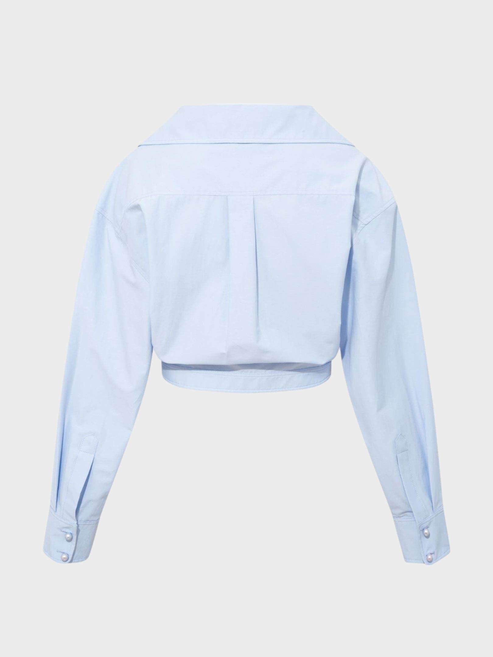 İnci Düğmeli Oversize Koton Gömlek - Mavi Gömlek Modelleri