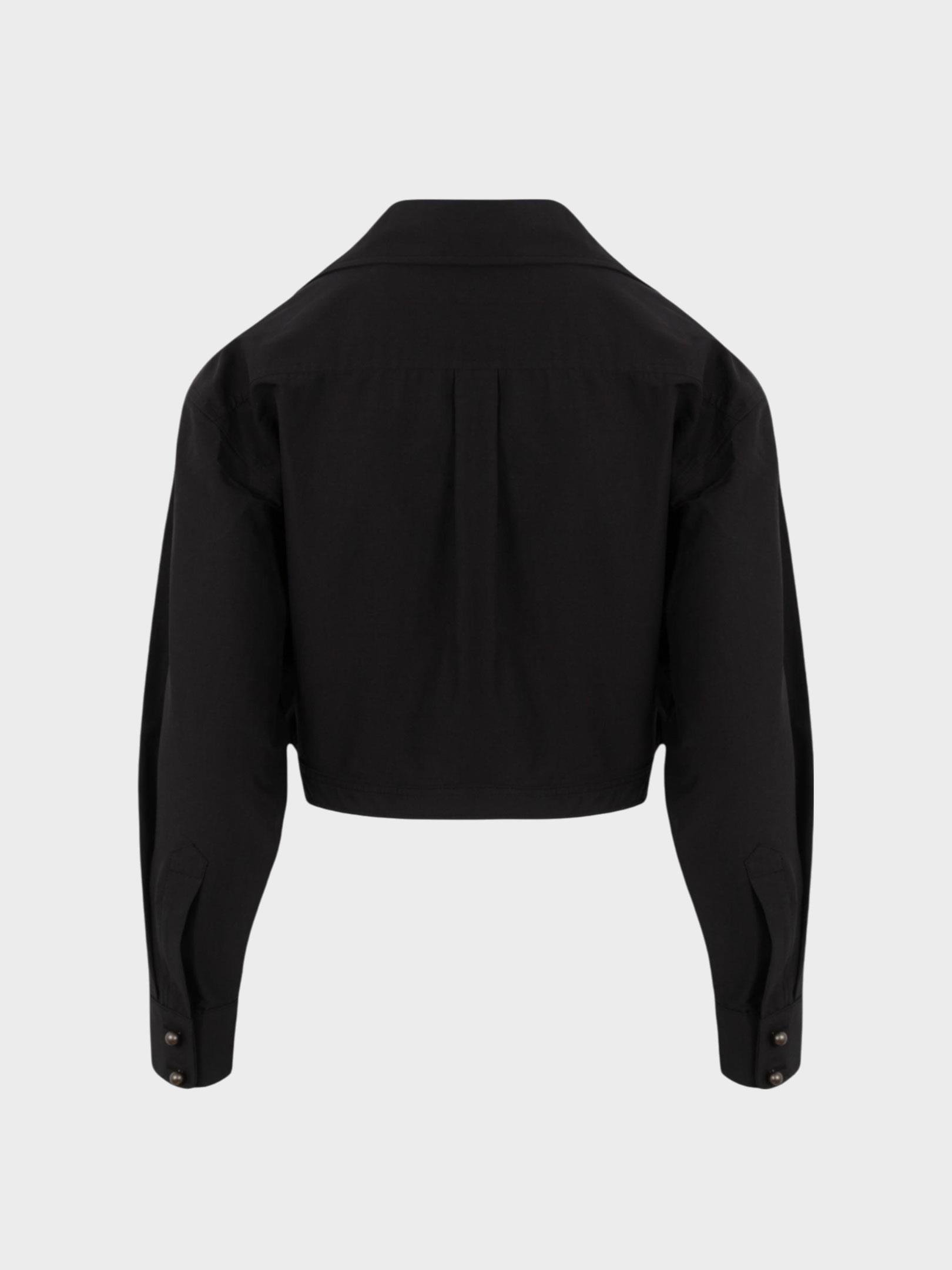 İnci Düğmeli Oversize Koton Gömlek - Siyah Gömlek Modelleri