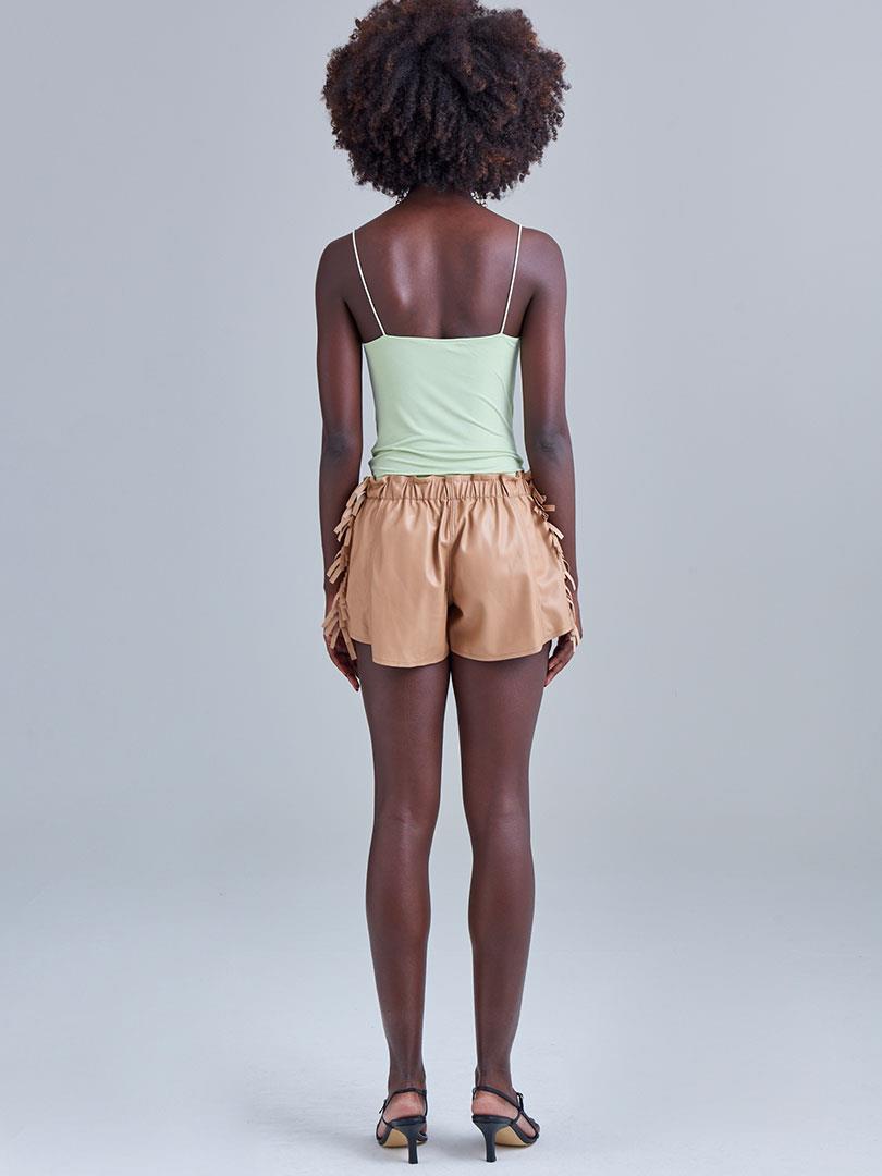 İp Askılı Degaje Yaka Bodysuit - Çağla Yeşili