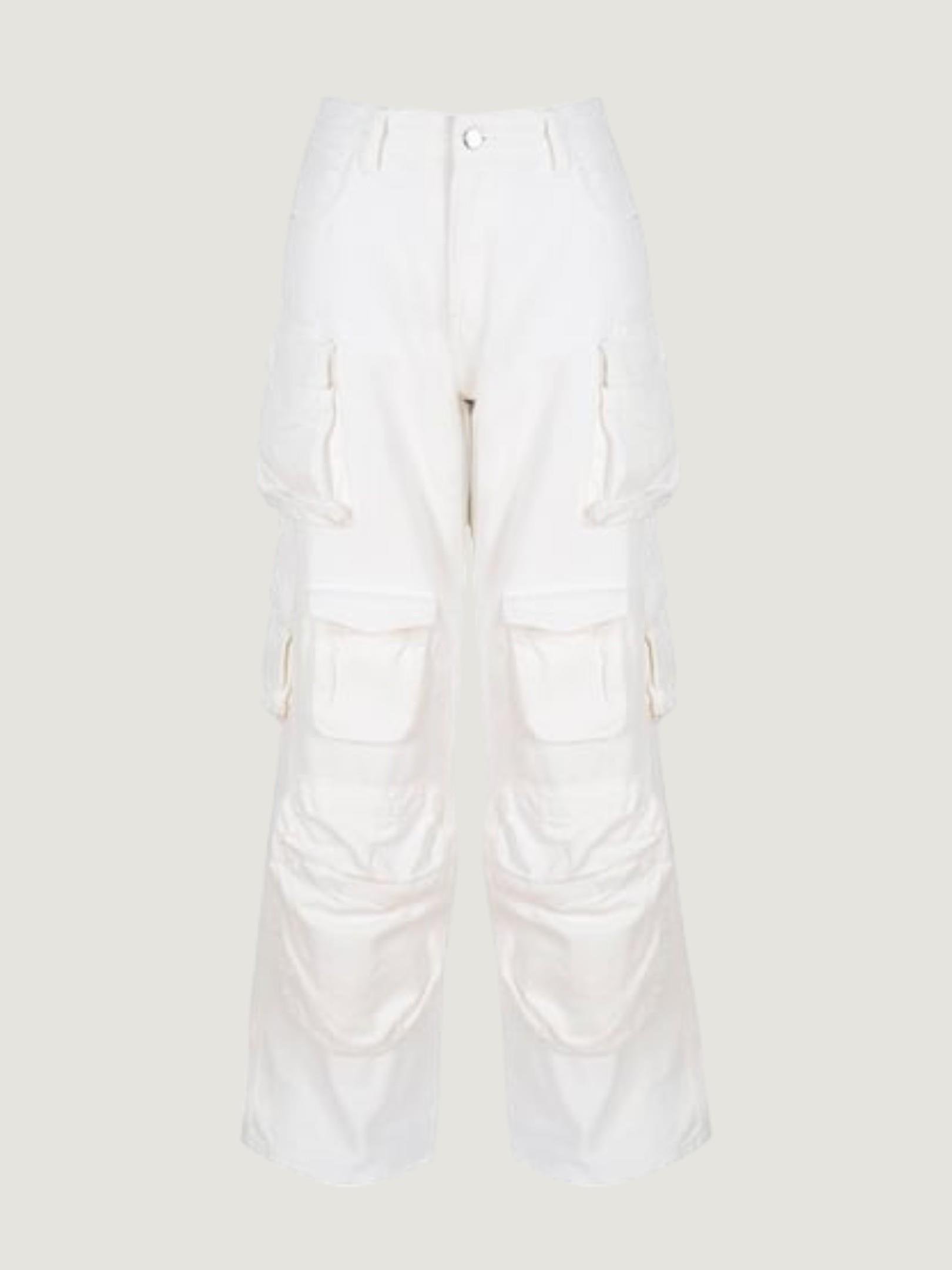 Jean Kargo Çok Cepli Pantolon - Beyaz Pantolon Modelleri