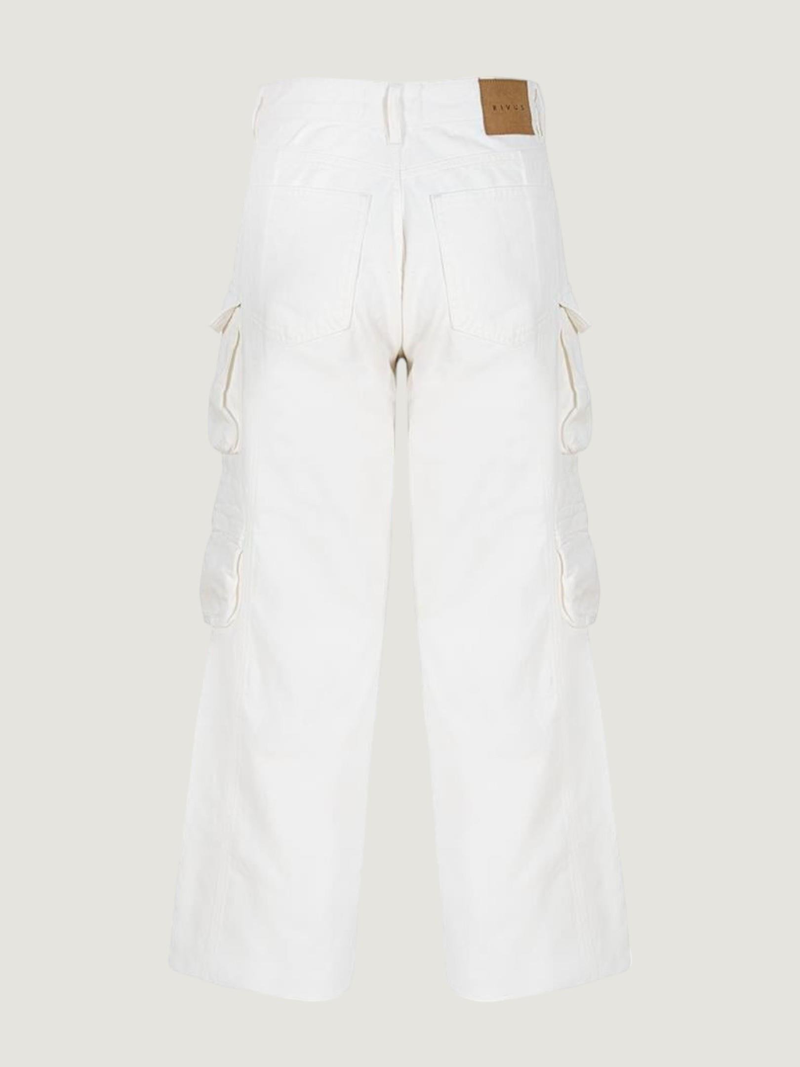 Jean Kargo Çok Cepli Pantolon - Beyaz Pantolon Modelleri