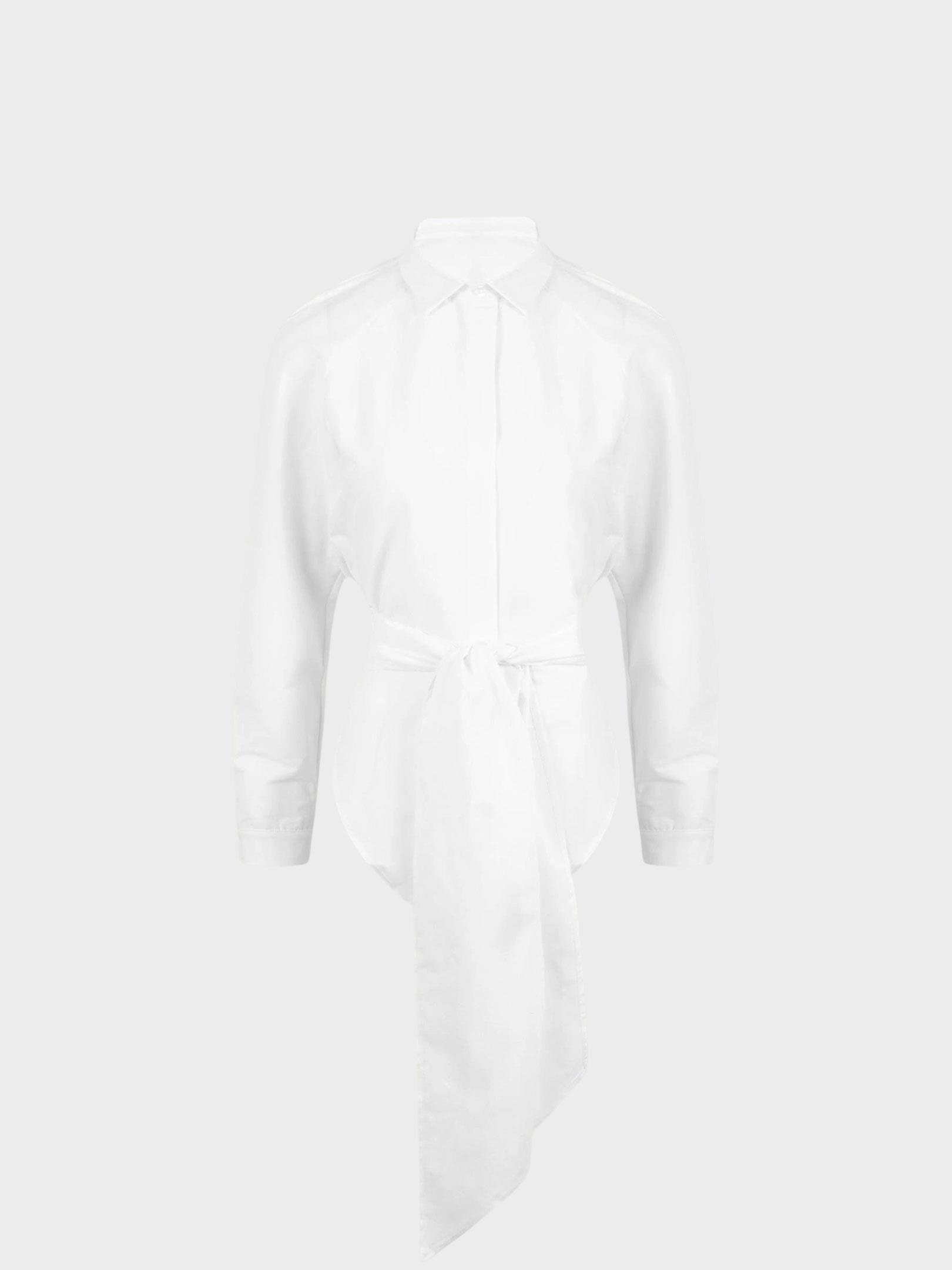 Kadın, Bayan Asimetrik Kesim Düğmeli Gömlek - Beyaz Gömlek Modelleri