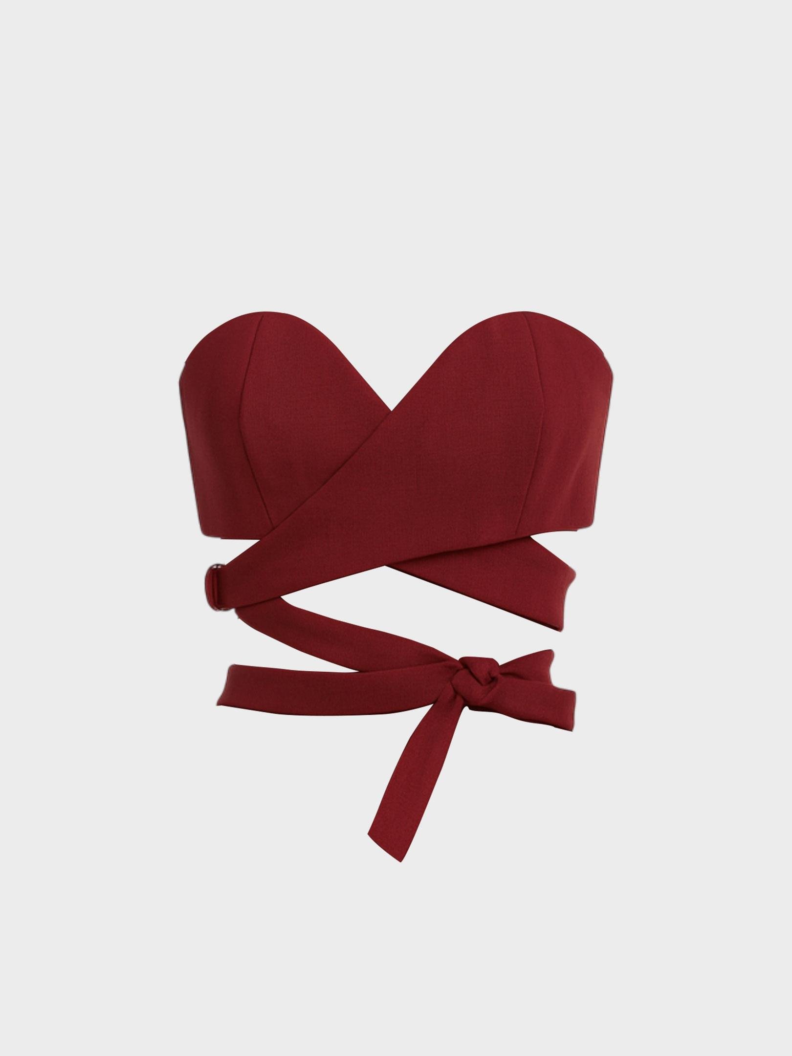 Kadın, Bayan Bağlama Detaylı Büstiyer - Bordo Kategorisiz Modelleri