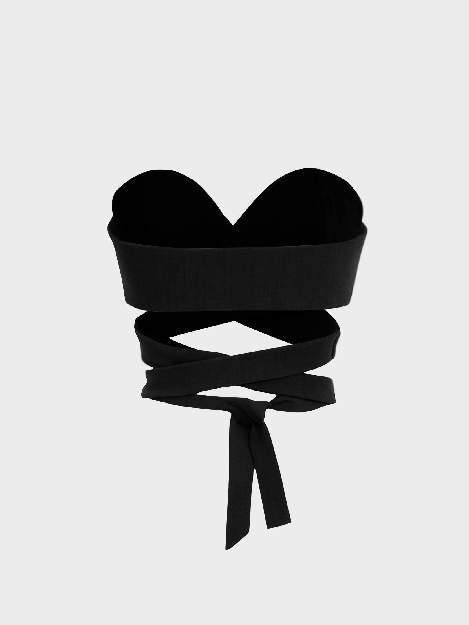 Kadın, Bayan Bağlama Detaylı Büstiyer - Siyah Bluz Modelleri