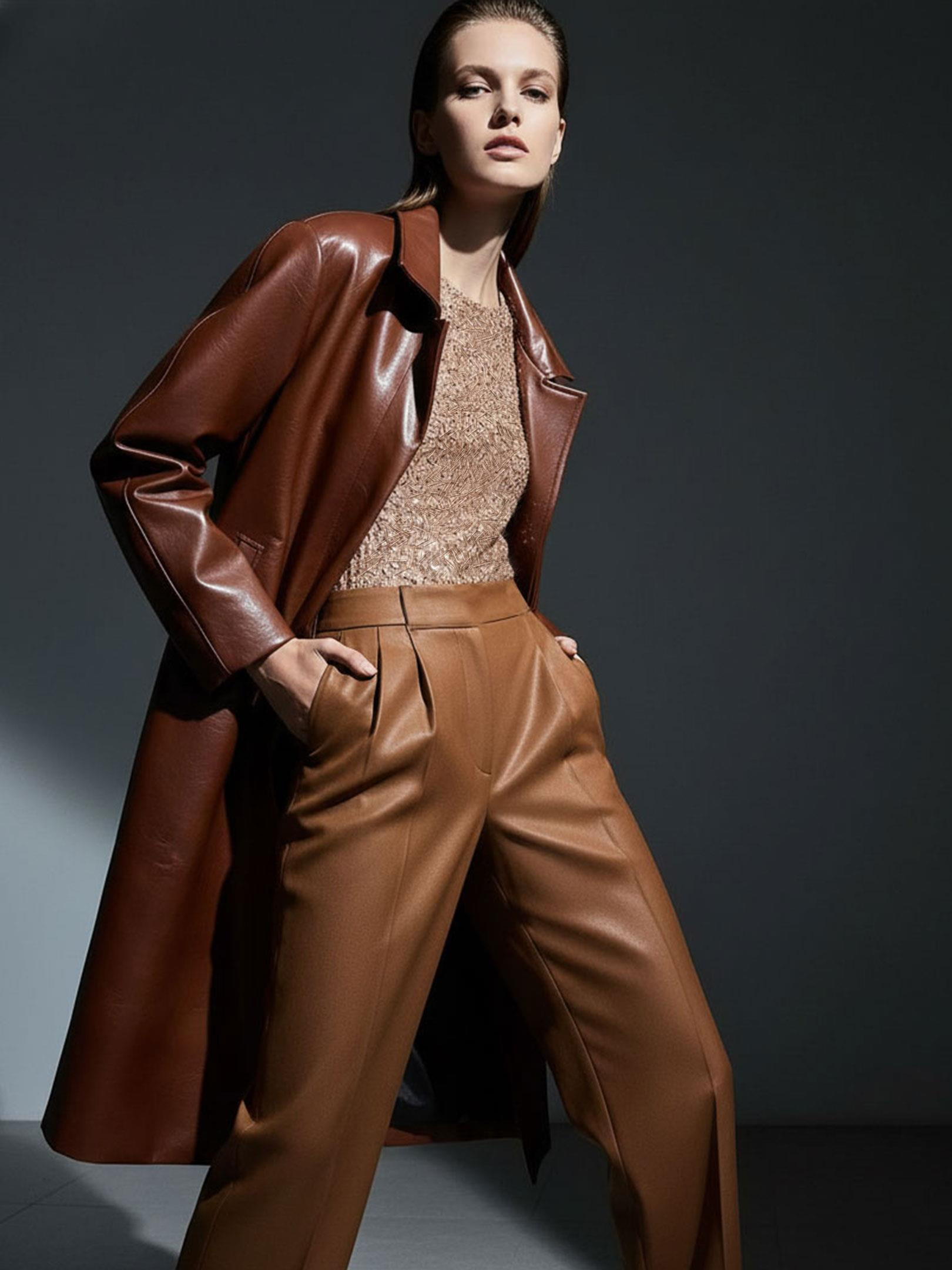 Kadın, Bayan Bisiklet Yaka Boncuk Taş Detaylı  Uzun Kollu Transparan Bluz - Bakır Bluz Modelleri