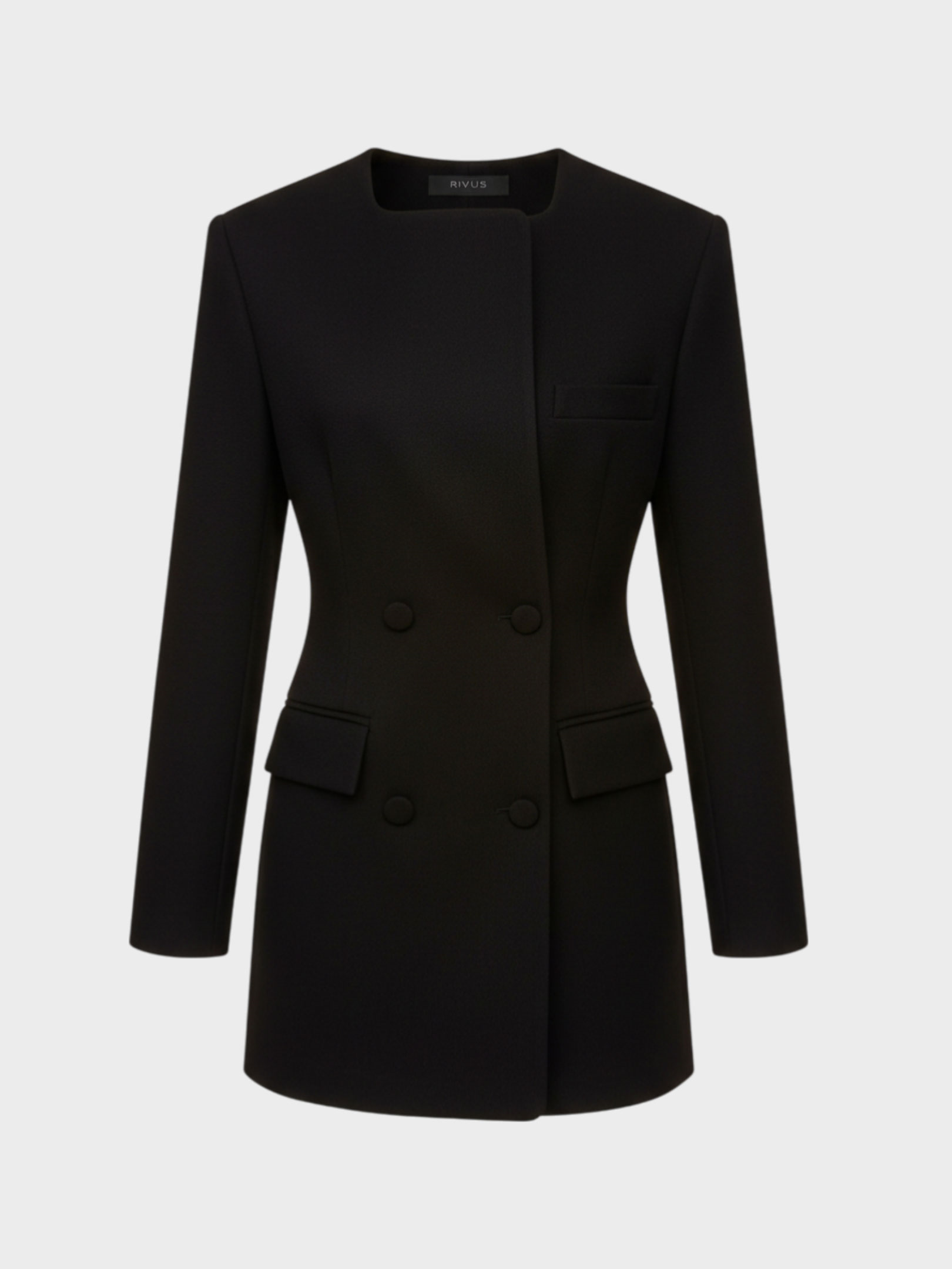 Kadın, Bayan Düğme Detaylı ve Dik Omuzlu Ceket Elbise - Siyah Kategorisiz Modelleri