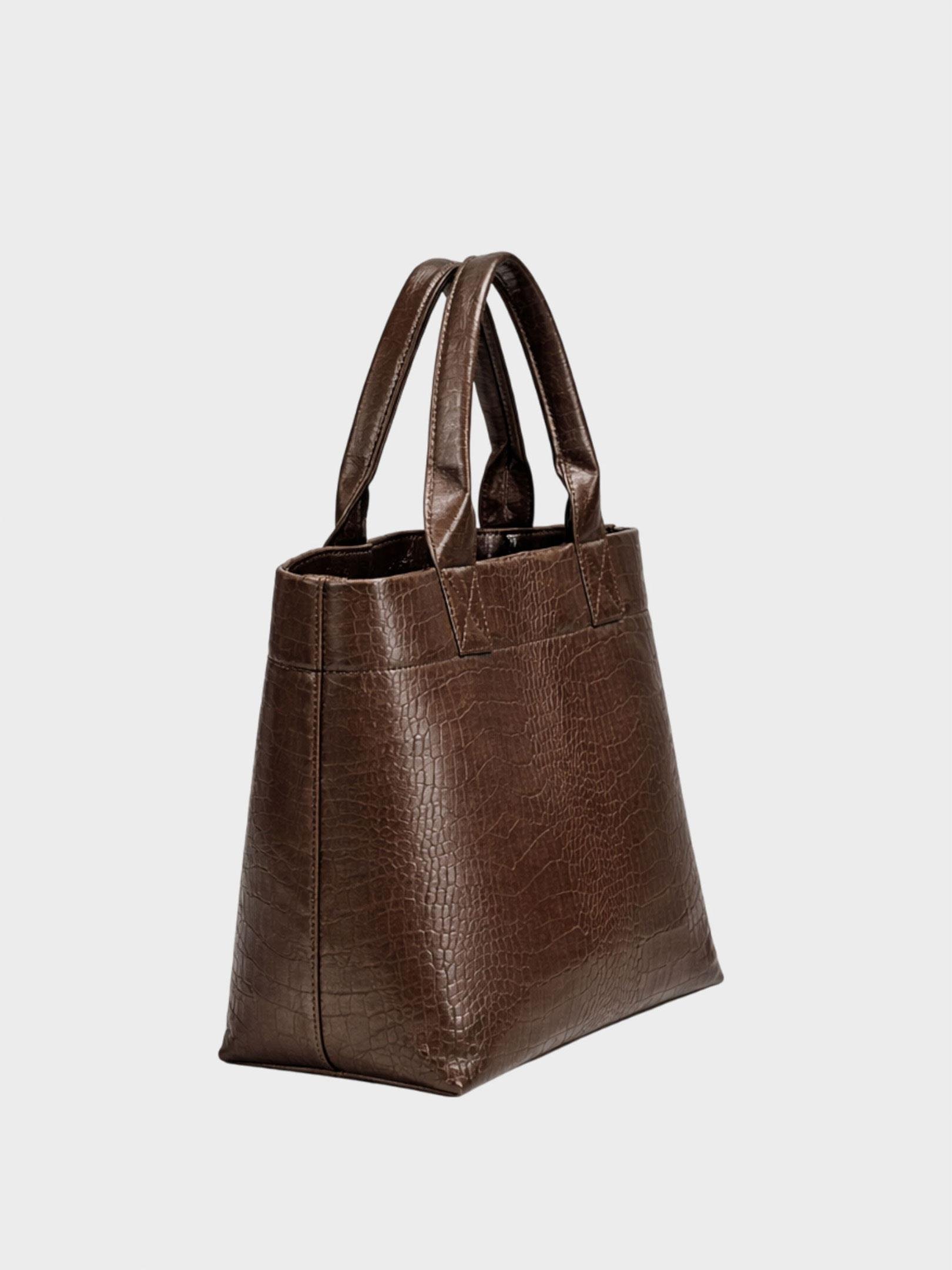 Kadın, Bayan Form Croco Tote Large Çanta - Kahverengi Kategorisiz Modelleri