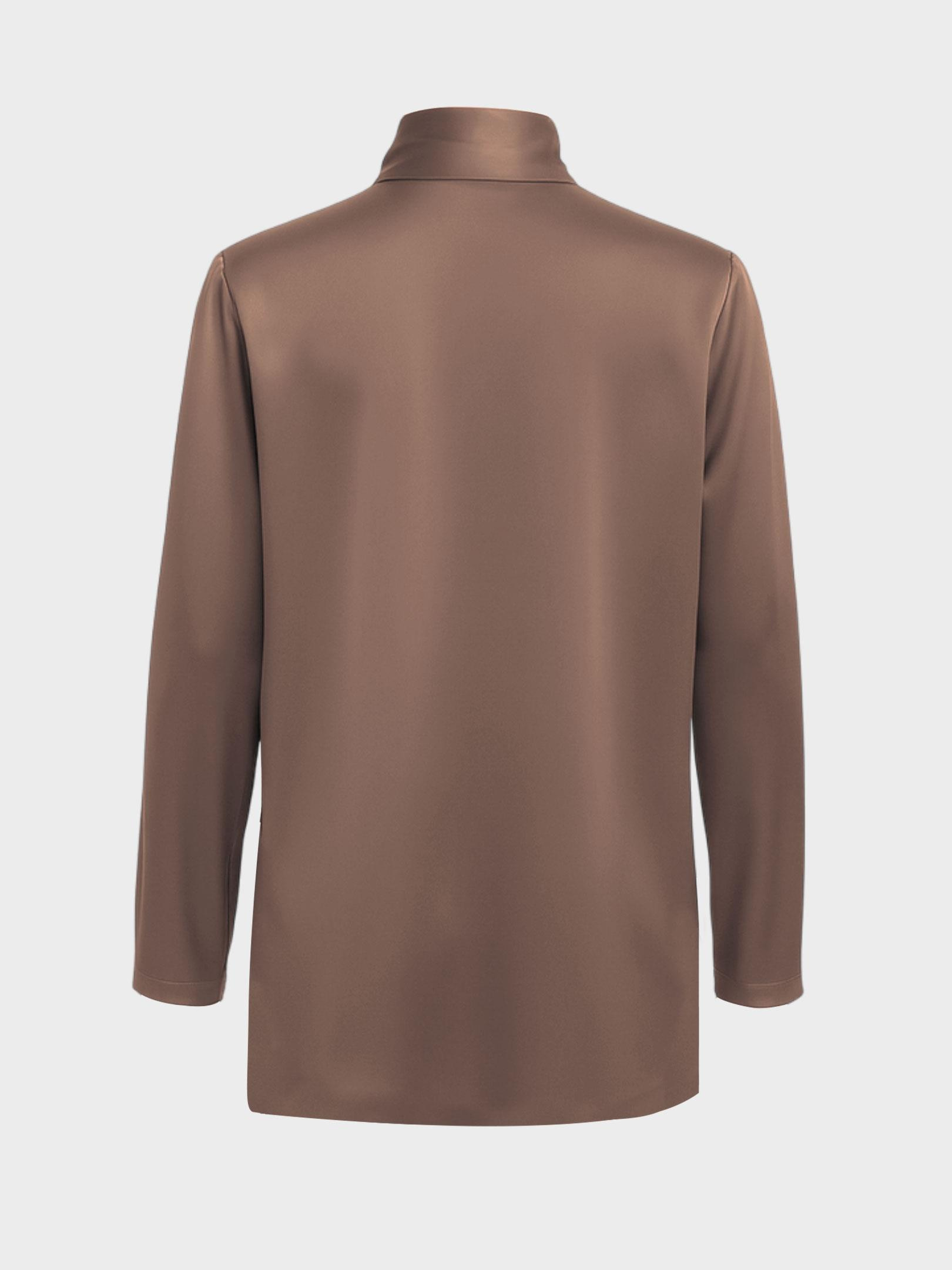 Kadın, Bayan Fular Yaka Saten Gömlek Bluz - Vizon Kategorisiz Modelleri