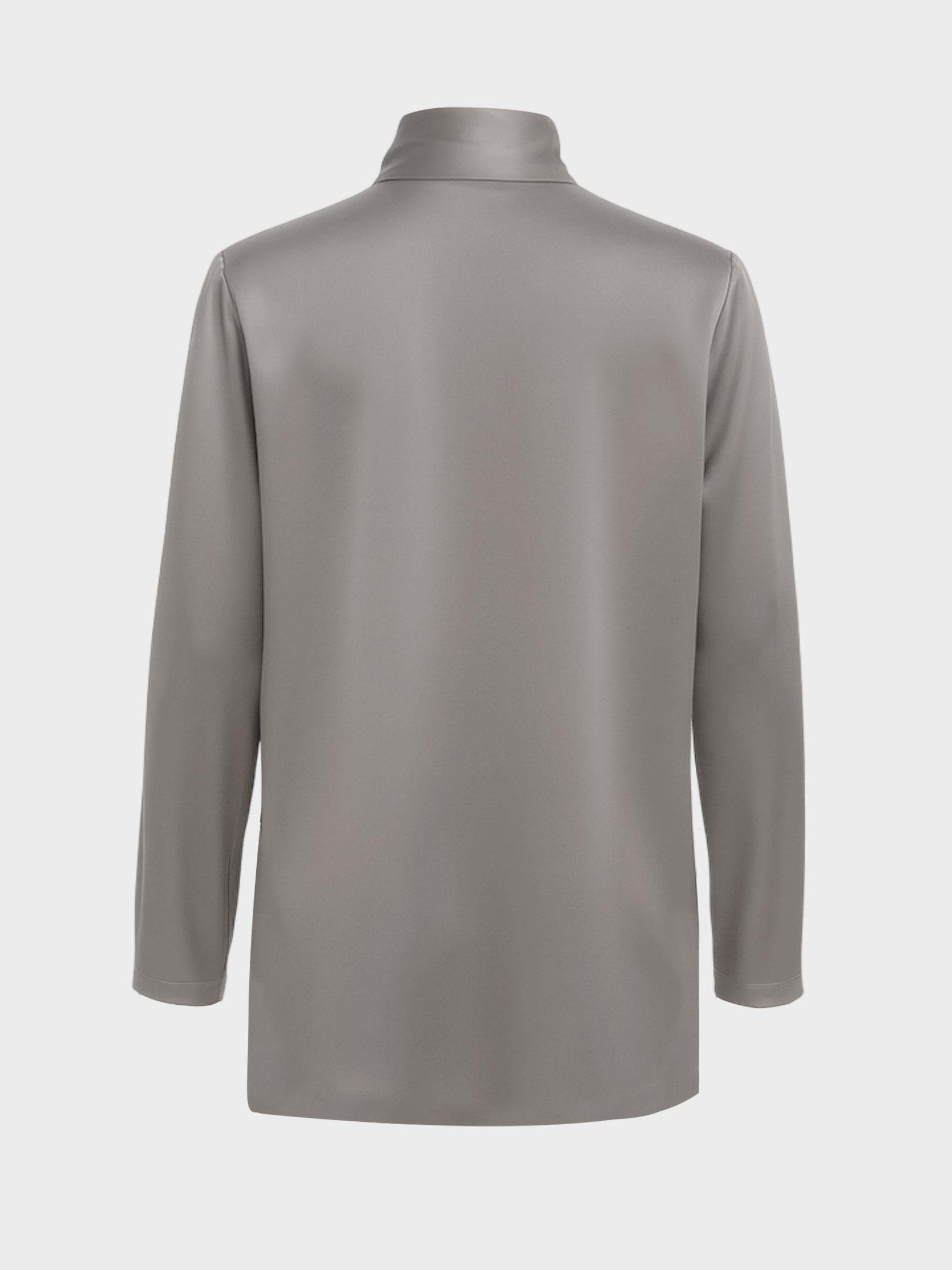 Kadın, Bayan Fular Yaka Saten Gömlek Bluz - Gri Kategorisiz Modelleri