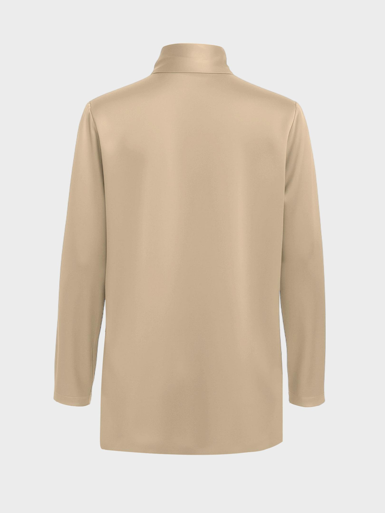 Kadın, Bayan Fular Yaka Saten Gömlek Bluz - Bej Kategorisiz Modelleri