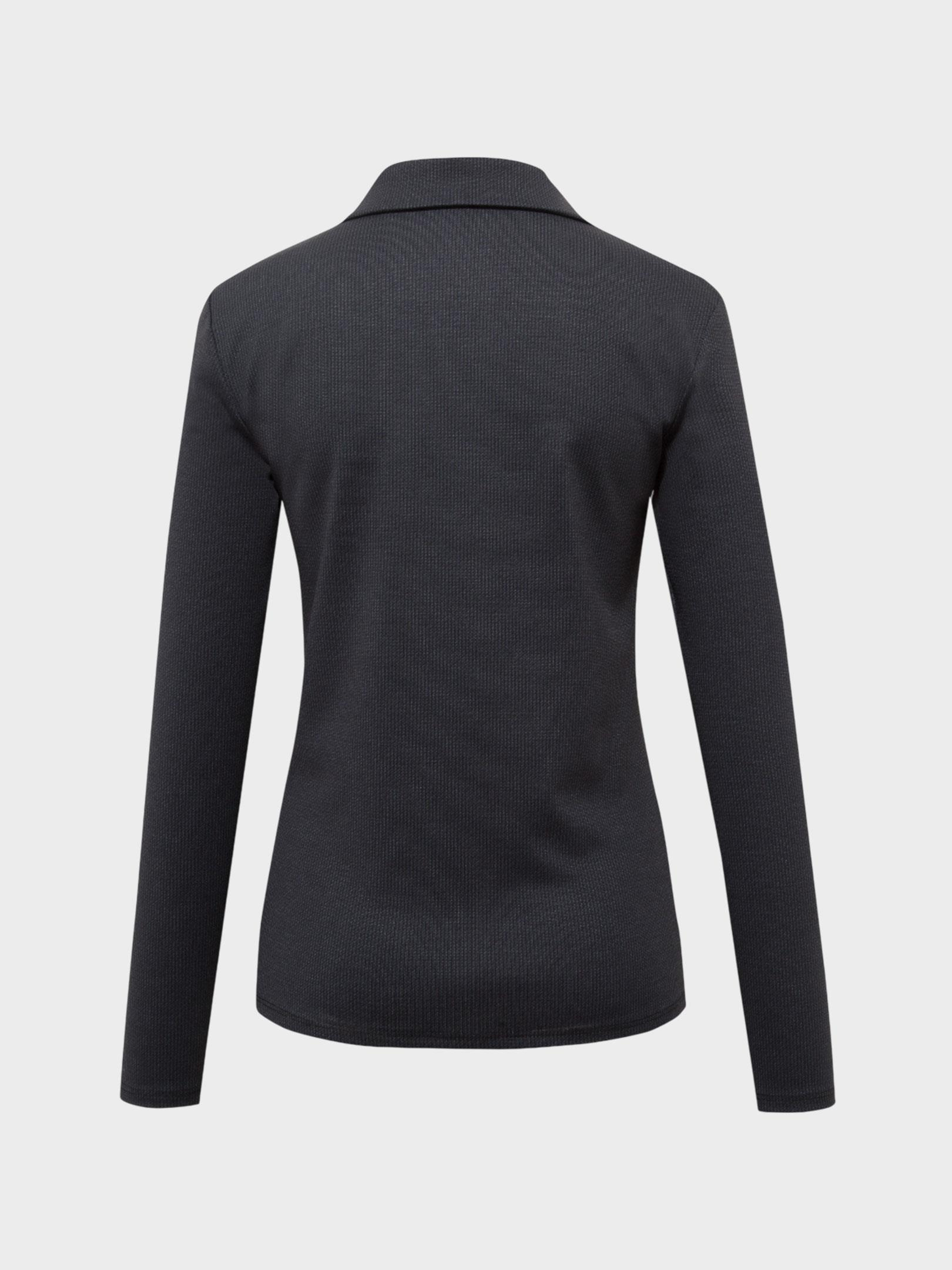 Kadın, Bayan Klasik Yaka Çıtçıt Detaylı Uzun Kollu Bluz - Lacivert Bluz Modelleri