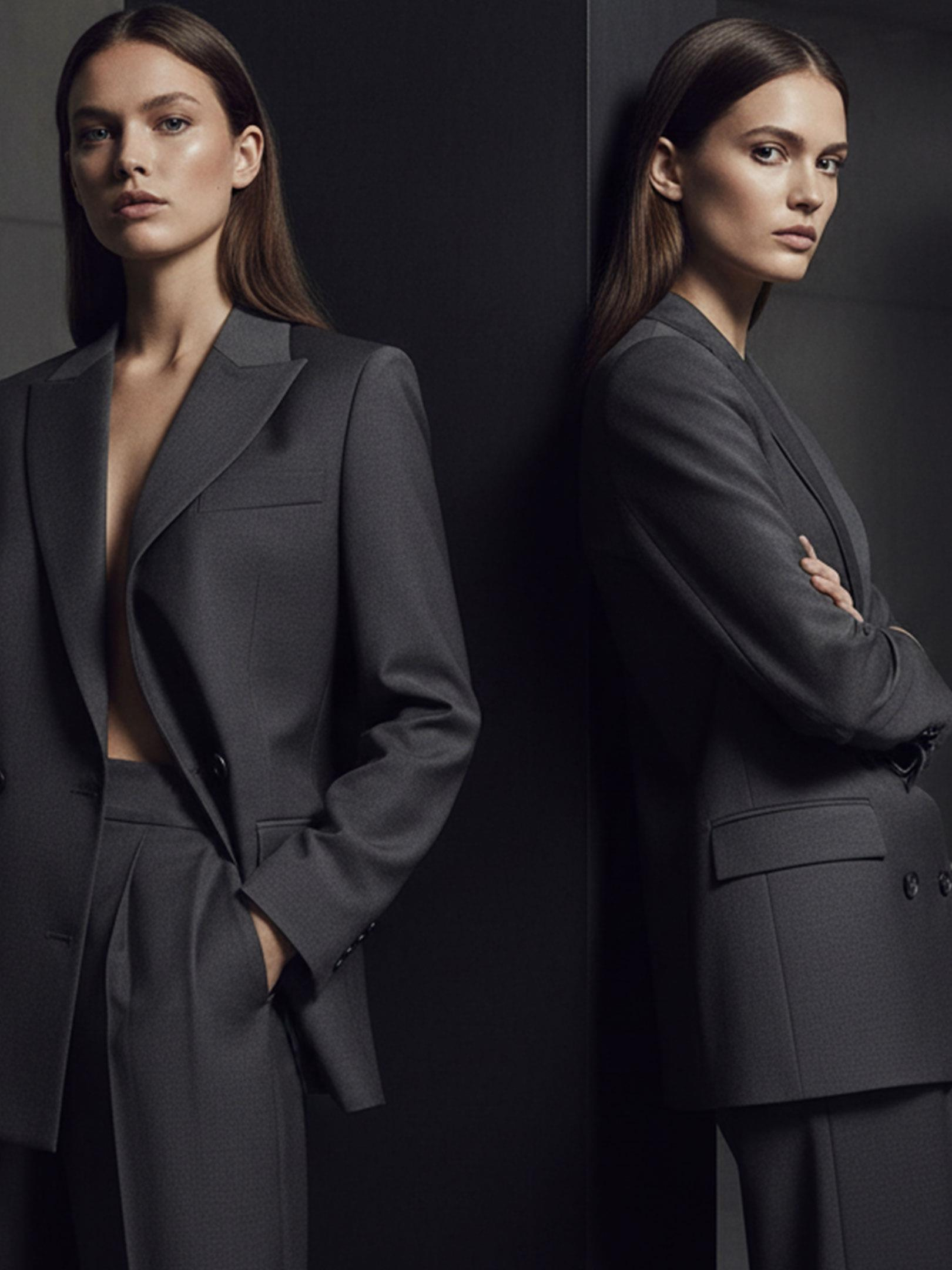 Kadın, Bayan Modern Form Kruvaze Kesim Yün Karışımlı Vatkalı Blazer Ceket - Gri Ceket Modelleri