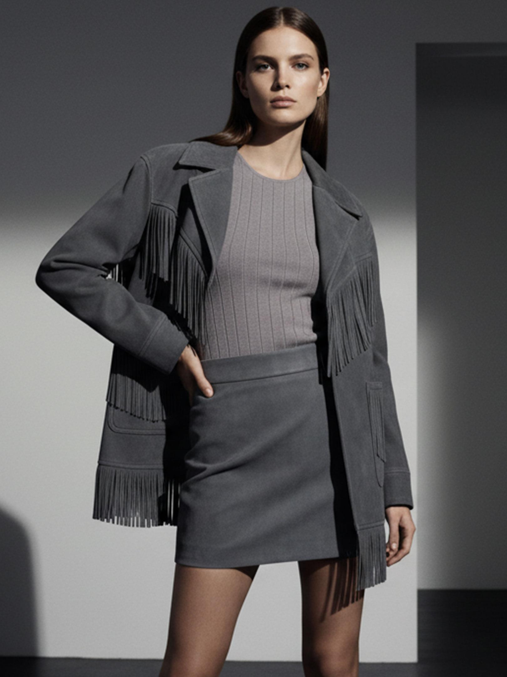 Kadın, Bayan Modern Form Püskül Detaylı Süet Ceket - Antrasit Kaban ve Trençkot Modelleri