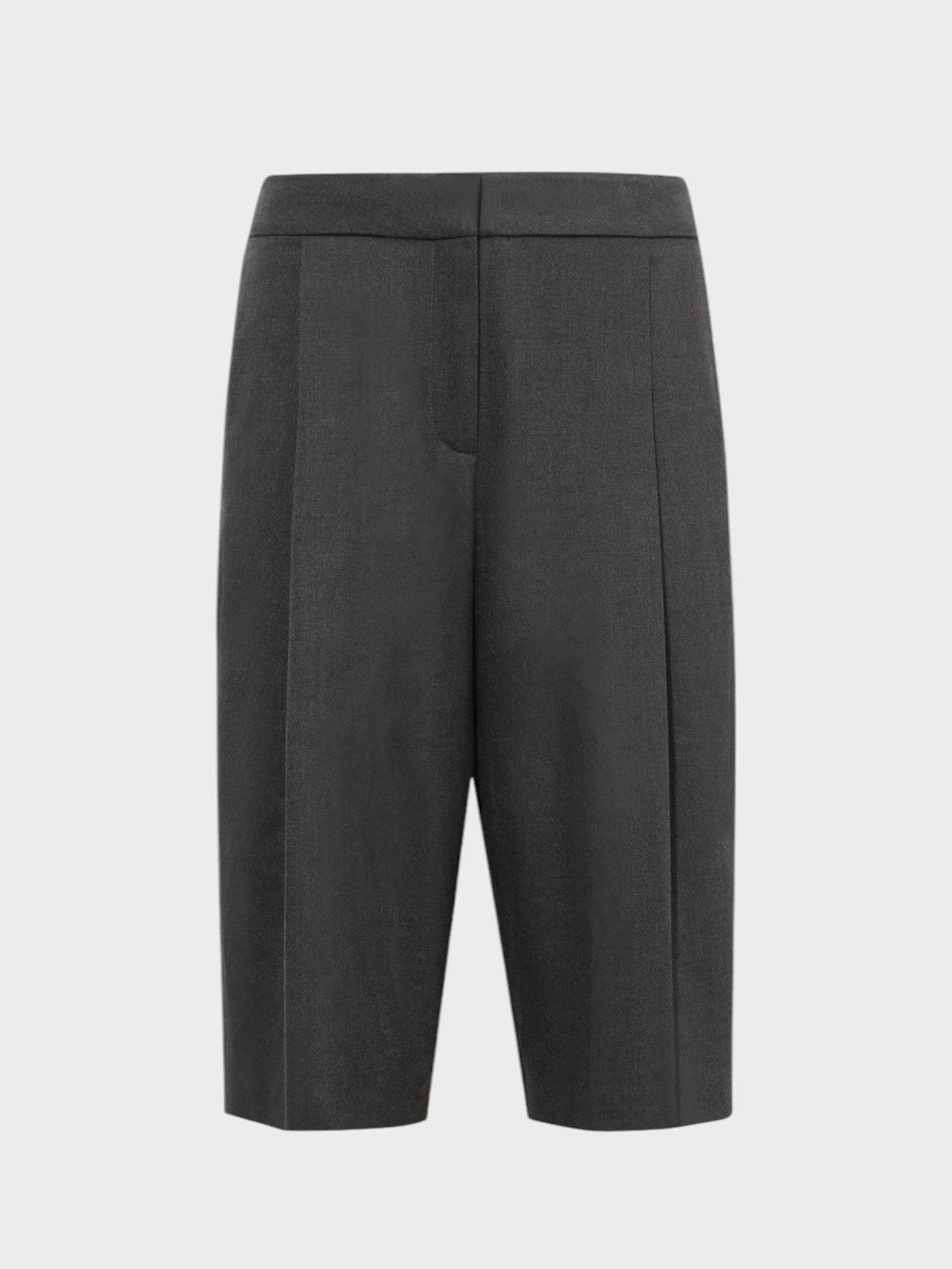 Kadın, Bayan Önü Pileli Salaş Kesim Bermuda Şort - Füme Şort Modelleri