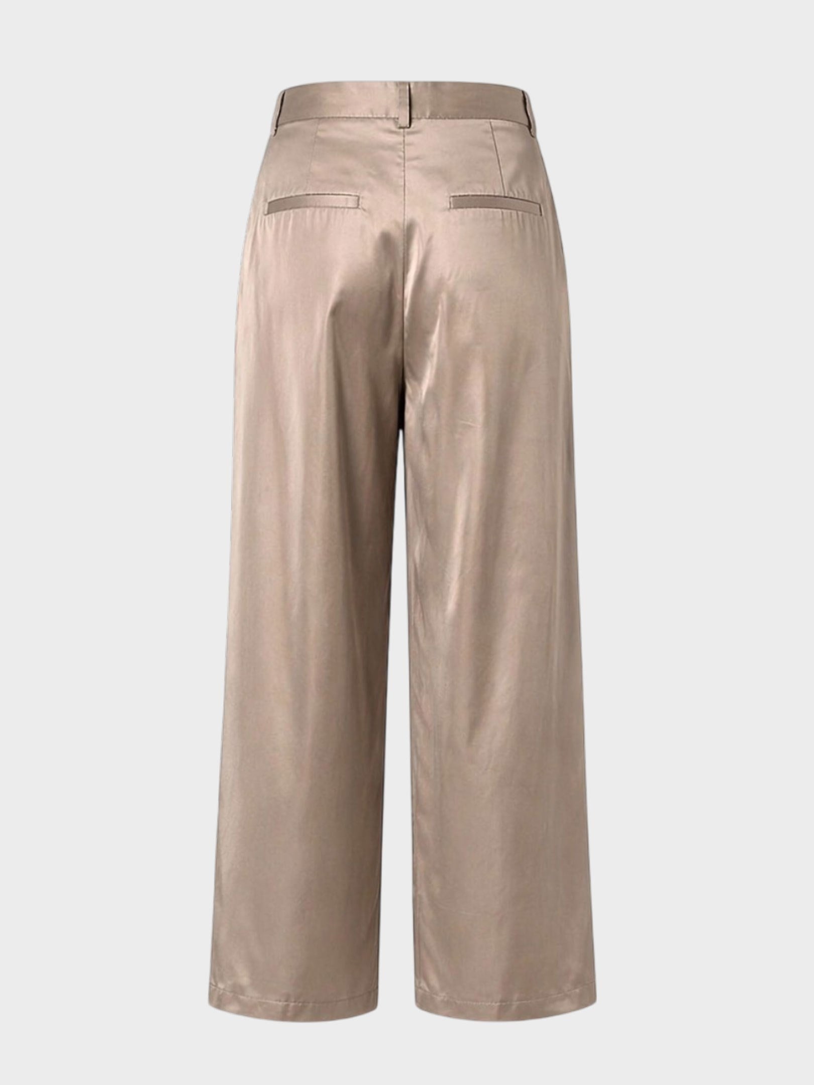 Kadın, Bayan Taffeta Kumaş Görünümlü Pile Detaylı Geniş Paça Pantolon - Haki Pantolon Modelleri