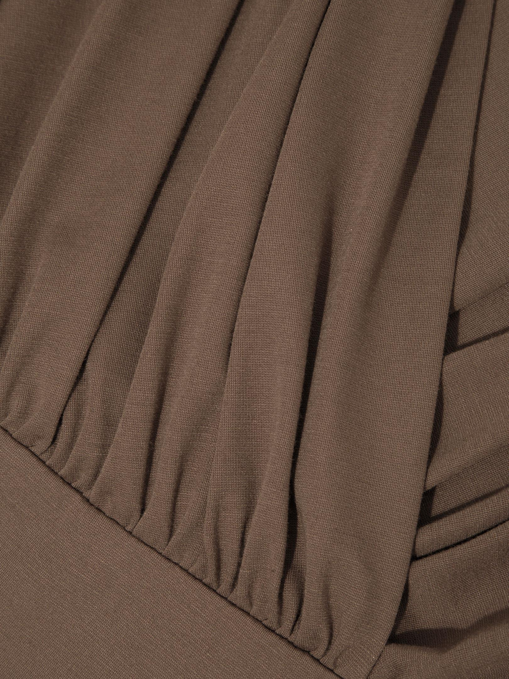 Kadın, Bayan V Yakalı Büzgülü Uzun Kollu Body - Kahverengi Body Modelleri