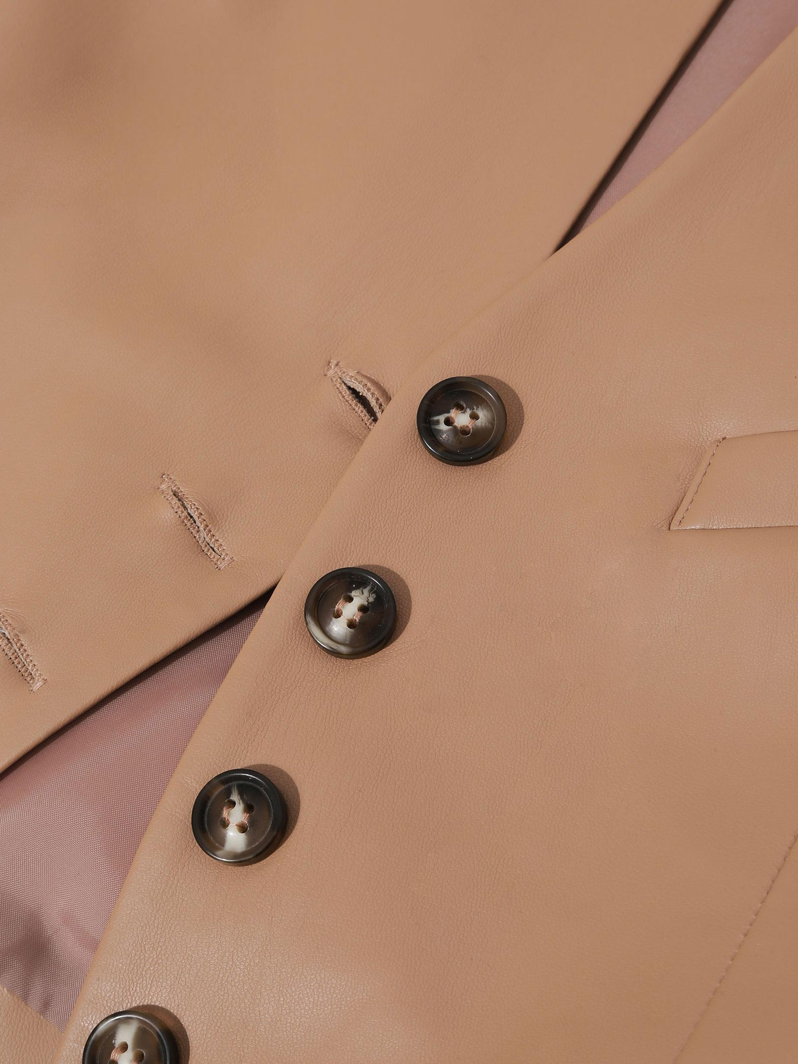 Kadın, Bayan V Yakalı Fleto Cep Detaylı Deri Yelek - Kahve Yelek Modelleri