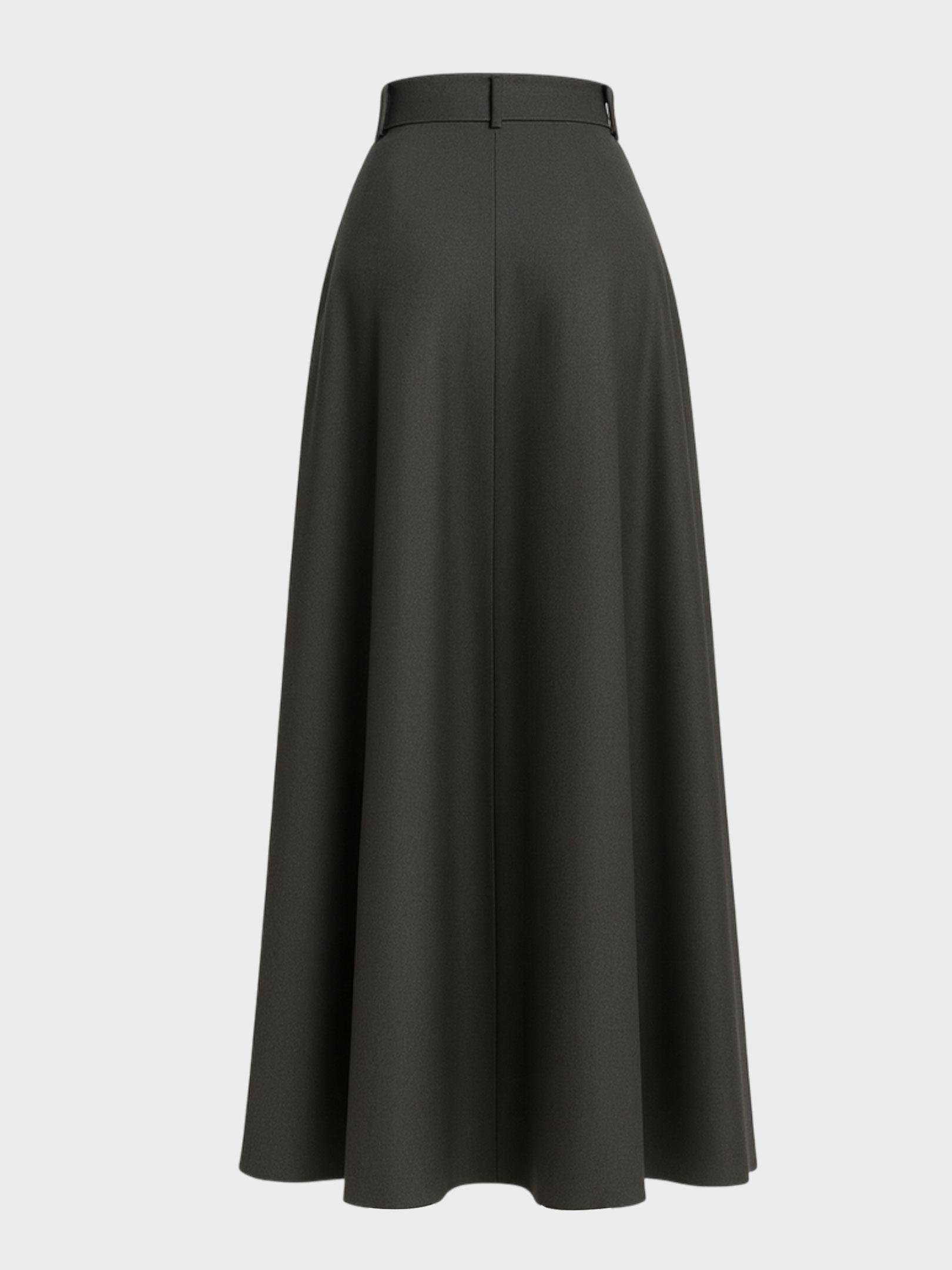 Kadın, Bayan Yüksek Bel Süet Görünümlü Maxi Boy Cepli Etek - Gri Kategorisiz Modelleri