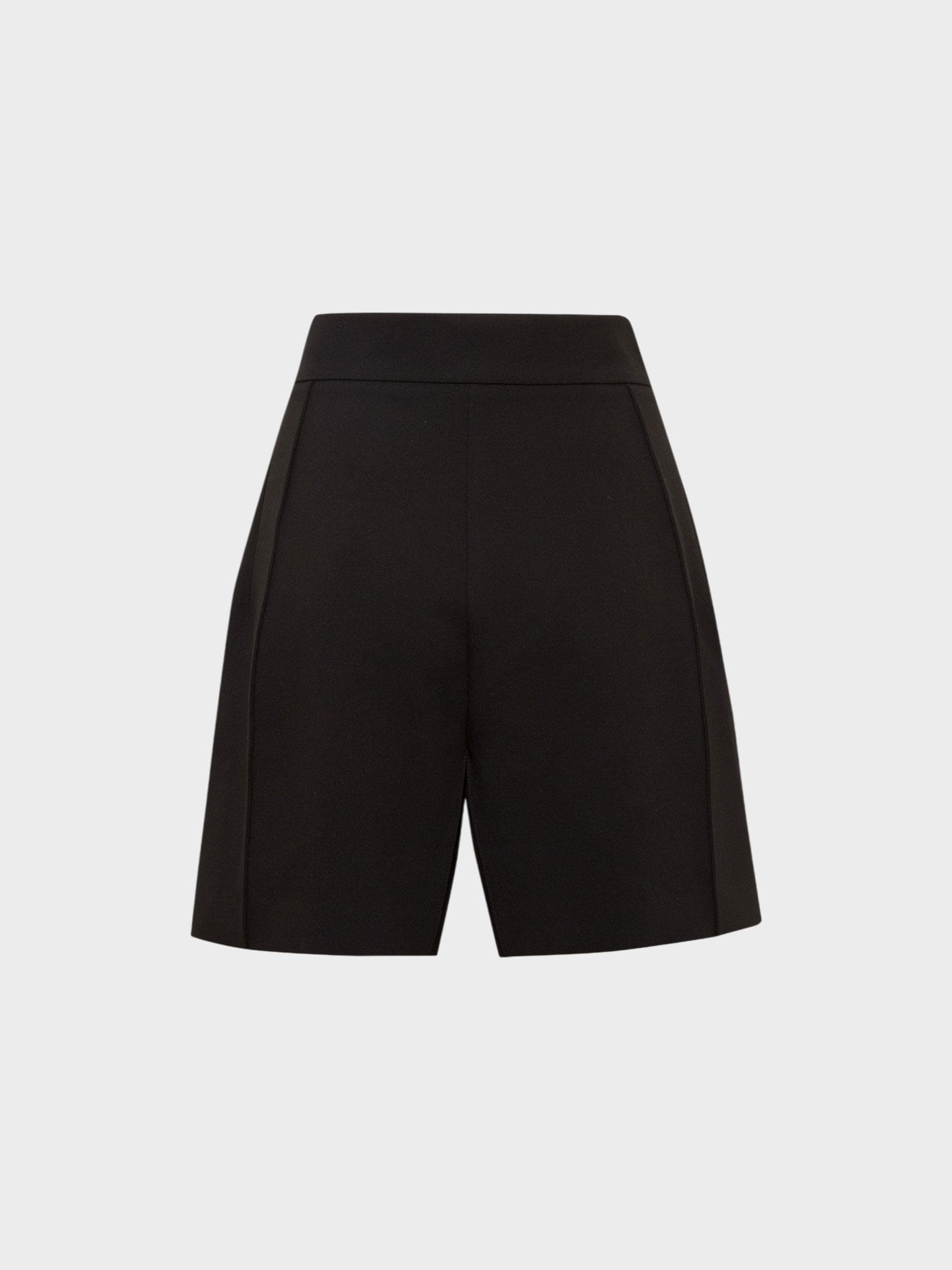 Kadın, Bayan Yüksek Belli Nervür Dikişli Bol Paçalı Pile Detaylı Şort - Siyah Şort Modelleri